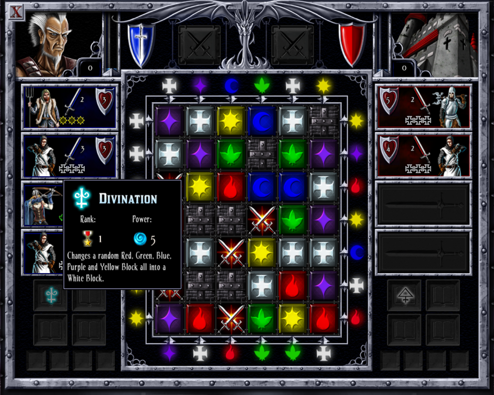 Puzzle Kingdoms (Windows) screenshot: Battle with spells