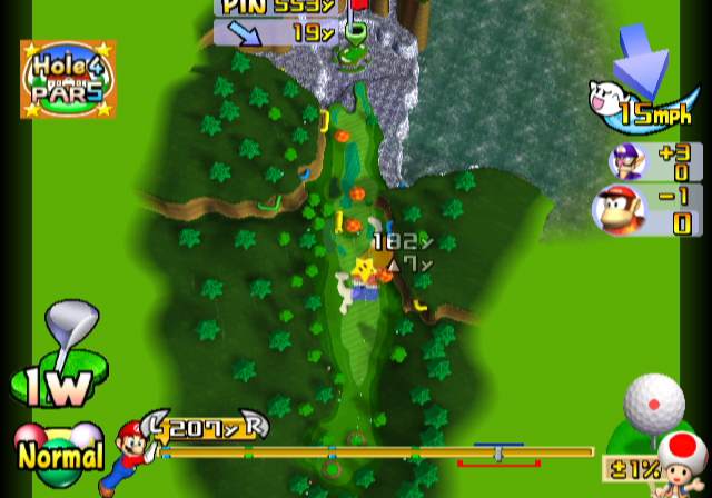 Mario Golf: Toadstool Tour (GameCube) screenshot: An overhead view of the hole
