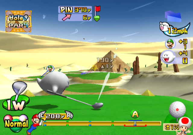 Mario Golf: Toadstool Tour (GameCube) screenshot: Boo tees off in this desert course