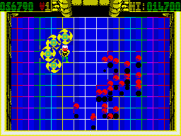 Smash T.V. (ZX Spectrum) screenshot: Partially protected by a shield