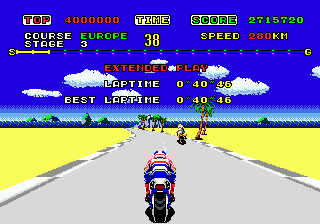 Super Hang-On (Genesis) screenshot: Extended play