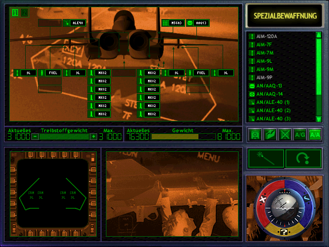 Jane's Combat Simulations: F-15 (Windows) screenshot: Selecting the armament for my next mission.
