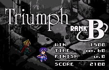 Riviera: The Promised Land (WonderSwan Color) screenshot: Triumph! Rank B!? Hmph.