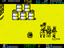 Double Dragon (ZX Spectrum) screenshot: Now I'm taking a beating...
