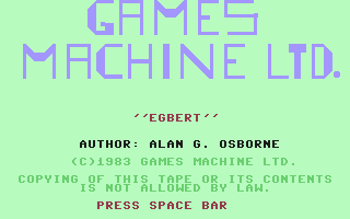 Egbert (Commodore 64) screenshot: Title screen