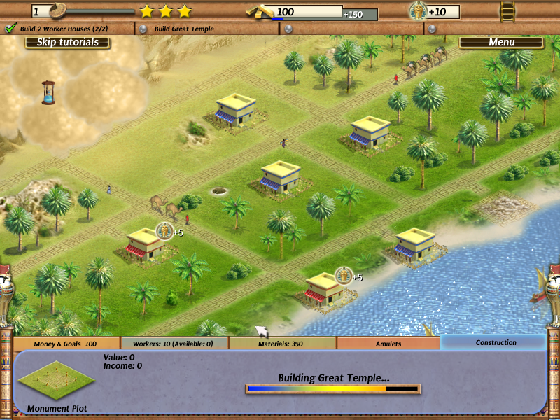 Empire Builder: Ancient Egypt (Windows) screenshot: Building a great temple.