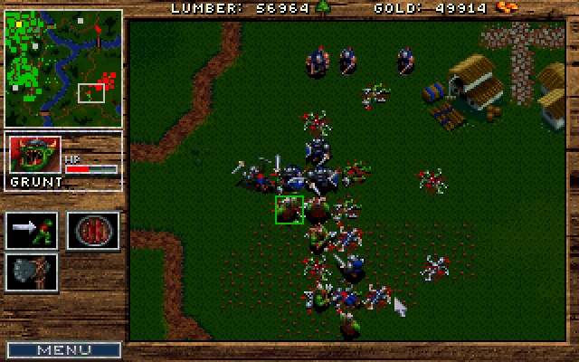 WarCraft: Orcs & Humans (DOS) screenshot: Losing battle