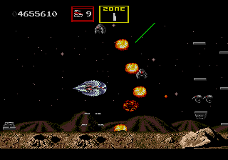 Sagaia (Genesis) screenshot: Powerful weaponry to destroy multiple enemies with a single shot can be key