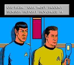 Star Trek: 25th Anniversary (NES) screenshot: Most actions on the ship are acompanied be nice-looking animations.