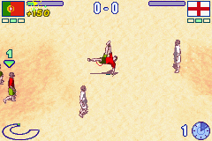 Ultimate Beach Soccer (Game Boy Advance) screenshot: Nice pose.