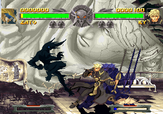 Guilty Gear (PlayStation) screenshot: Sprite pallets can also be changed to sooth player's taste.