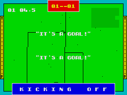 Gazza II (ZX Spectrum) screenshot: When you score a goal you are greeted with a flashing message