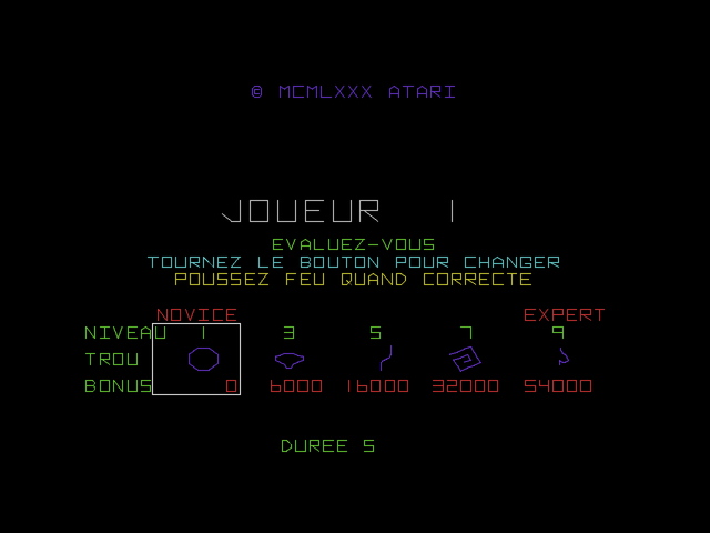 Atari: Anniversary Edition (PlayStation) screenshot: Tempest - Level selection