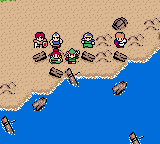 Shining Force Gaiden (Game Gear) screenshot: Washed to the shore...