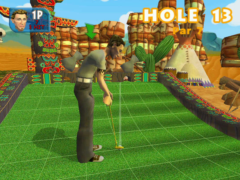 Crazy Golf: World Tour (Windows) screenshot: An axe obstacle. Whether it's possible to chop the ball in two hasn't been confirmed yet.