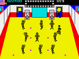 Mikie (ZX Spectrum) screenshot: Gym.
