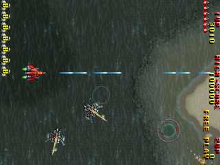 Raiden DX (PlayStation) screenshot: Horizontal mode