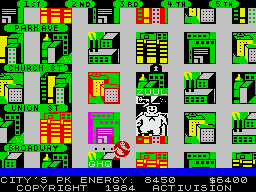 Ghostbusters (ZX Spectrum) screenshot: A marshmallow catastrophe!!