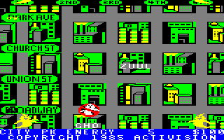 Ghostbusters (Amstrad CPC) screenshot: City map