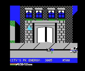 Ghostbusters (MSX) screenshot: Setting up the trap at a haunted house