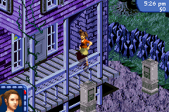 The Sims: Bustin' Out (Game Boy Advance) screenshot: The haunted house of Ephram Earl