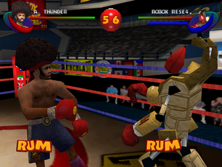 Ready 2 Rumble Boxing: Round 2 (PlayStation) screenshot: Afro Thunder vs. Robox Rese4