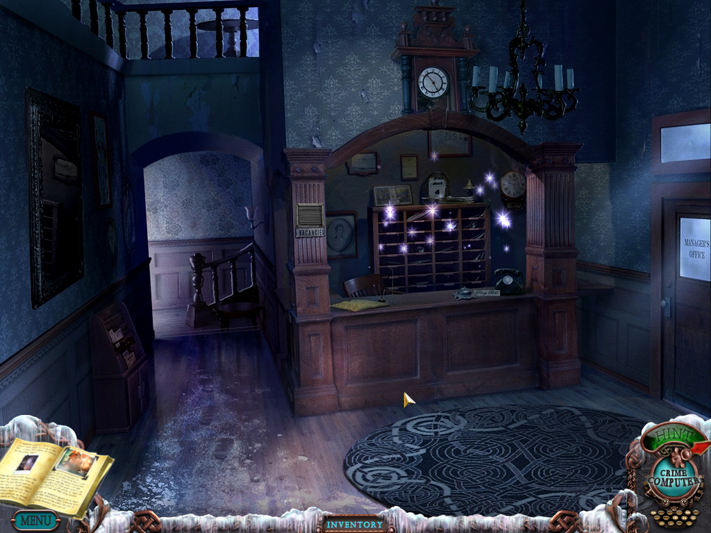 Mystery Case Files: Dire Grove (Collector's Edition) (Windows) screenshot: Hotel lobby