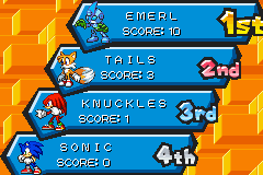 Sonic Battle (Game Boy Advance) screenshot: Challenge Mode Results