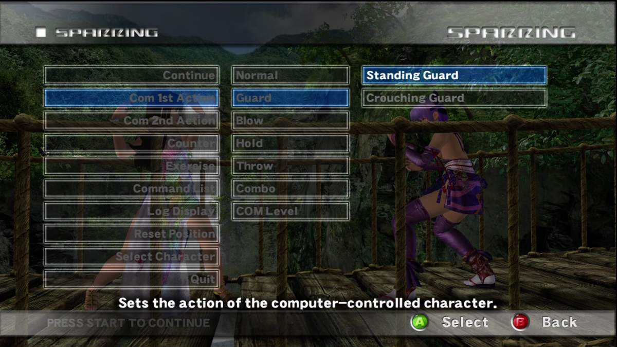 Dead or Alive 4 (Xbox 360) screenshot: The practice mode gives you some control over your AI opponent.