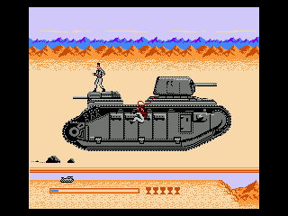 Indiana Jones and the Last Crusade (NES) screenshot: Rescuing Marcus from enemy tanks