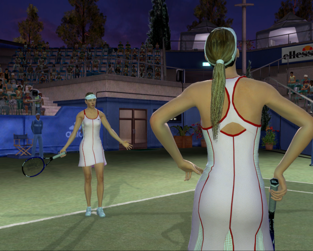 Top Spin 2 (Windows) screenshot: Sharapova arguing with Sharapova