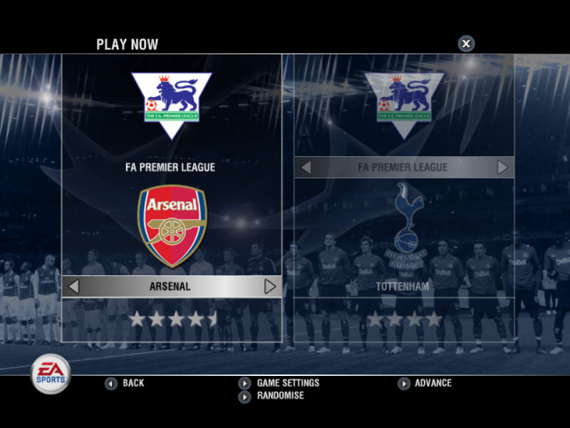 UEFA Champions League 2006-2007 (Windows) screenshot: Team selection - What are Spurs doing in a Champions League game?