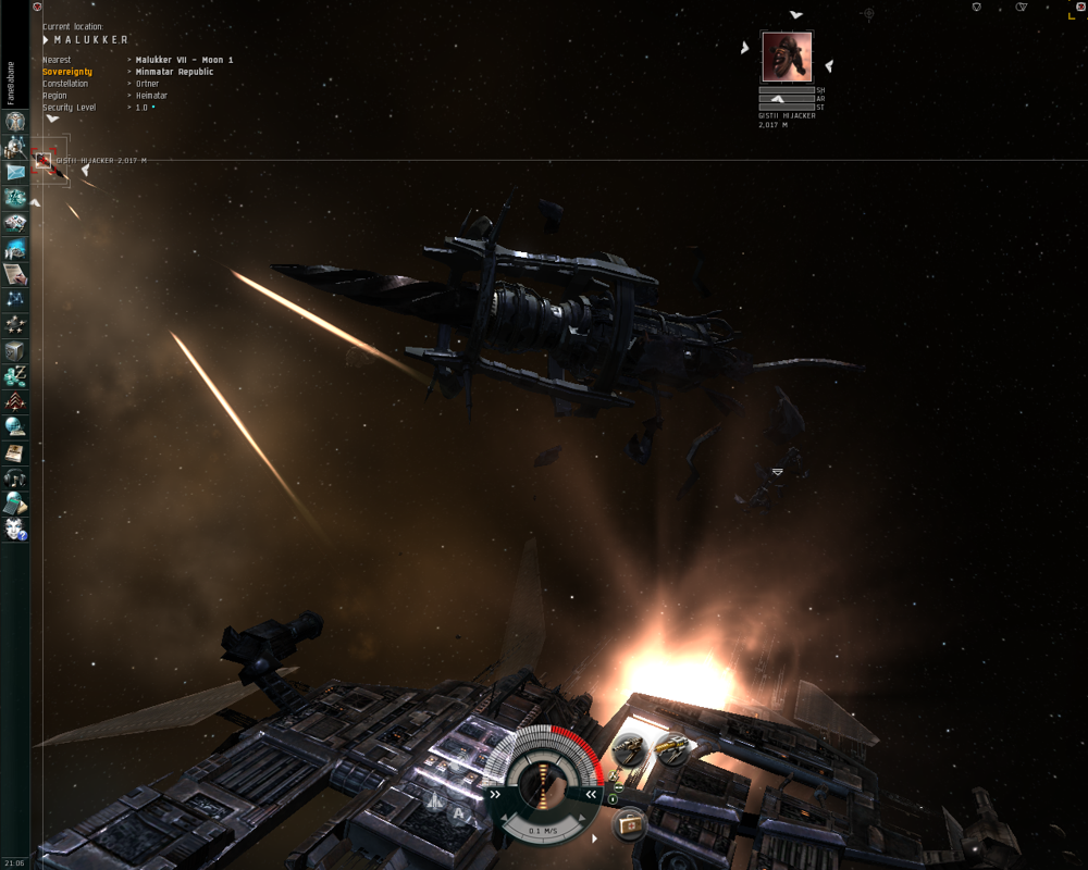 EVE Online (Windows) screenshot: Fight around a space drill (after the 12th expansion, Dominion)
