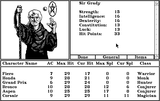 Tales of the Unknown: Volume I - The Bard's Tale (Macintosh) screenshot: Stats