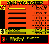 Animorphs (Game Boy Color) screenshot: Ani-Manager