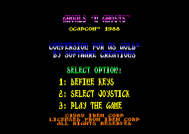 Ghouls 'N Ghosts (Amstrad CPC) screenshot: Startup