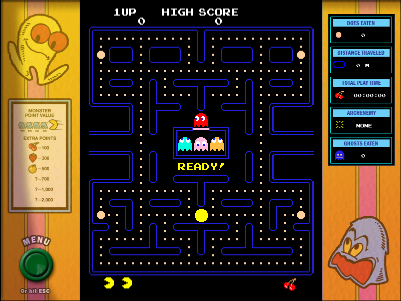 Namco All-Stars: Pac-Man and Dig Dug (Windows) screenshot: Pac-Man classic mode start