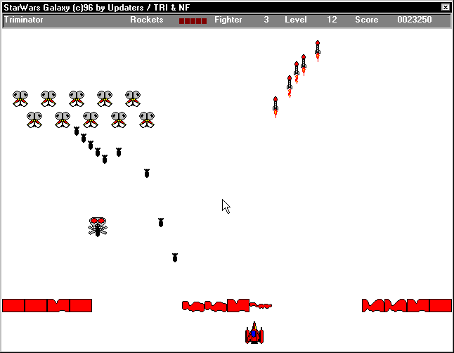 OpenOffice (included games) (Windows) screenshot: Level 12, with a disappearing/reappearing enemy in the lower vanguard