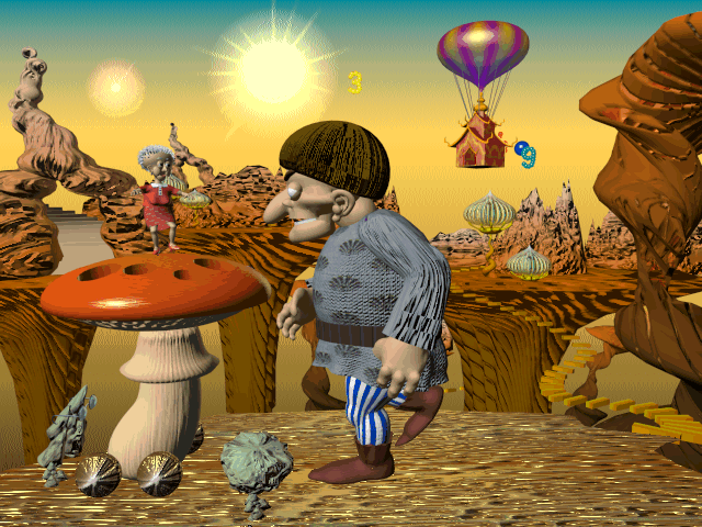Armed & Delirious (Windows) screenshot: Giant and mushroom