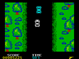 Spy Hunter (ZX Spectrum) screenshot: Blue cars are very durable.