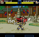 Fatal Fury: First Contact (Neo Geo Pocket Color) screenshot: Kim Kaphwan's next battle starts and his first attack in Terry Bogard is a single throwing move.