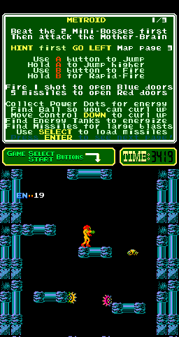 Metroid (Arcade) screenshot: Jumping up higher.