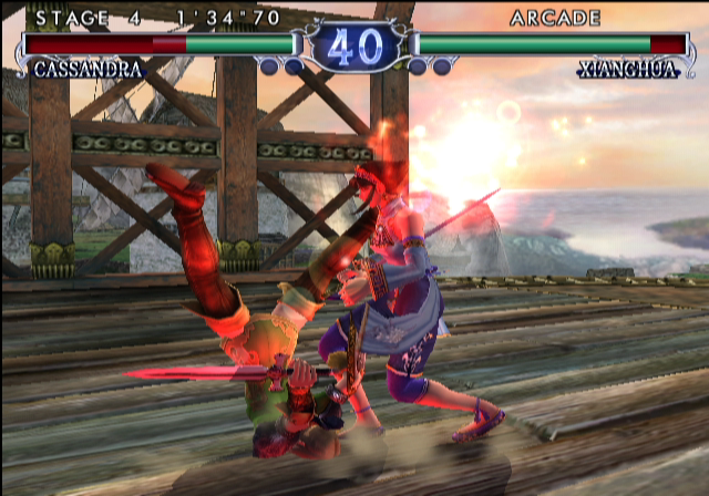 SoulCalibur II (GameCube) screenshot: Each player features a variety of different moves