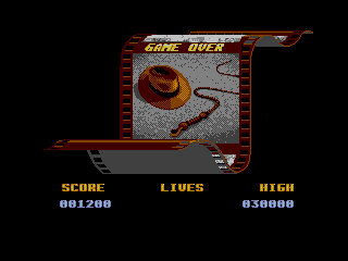 Indiana Jones and the Last Crusade: The Action Game (SEGA Master System) screenshot: Game Over...