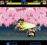 Fatal Fury: First Contact (Neo Geo Pocket Color) screenshot: Andy's offensive was suddenly canceled, 'cause Joe's Slash Kick was faster in the hit timing!