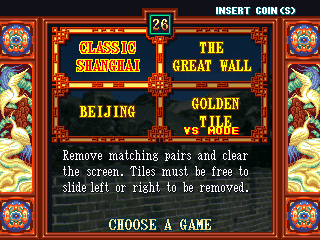 Shanghai: Triple-Threat (Arcade) screenshot: Game modes (English version)