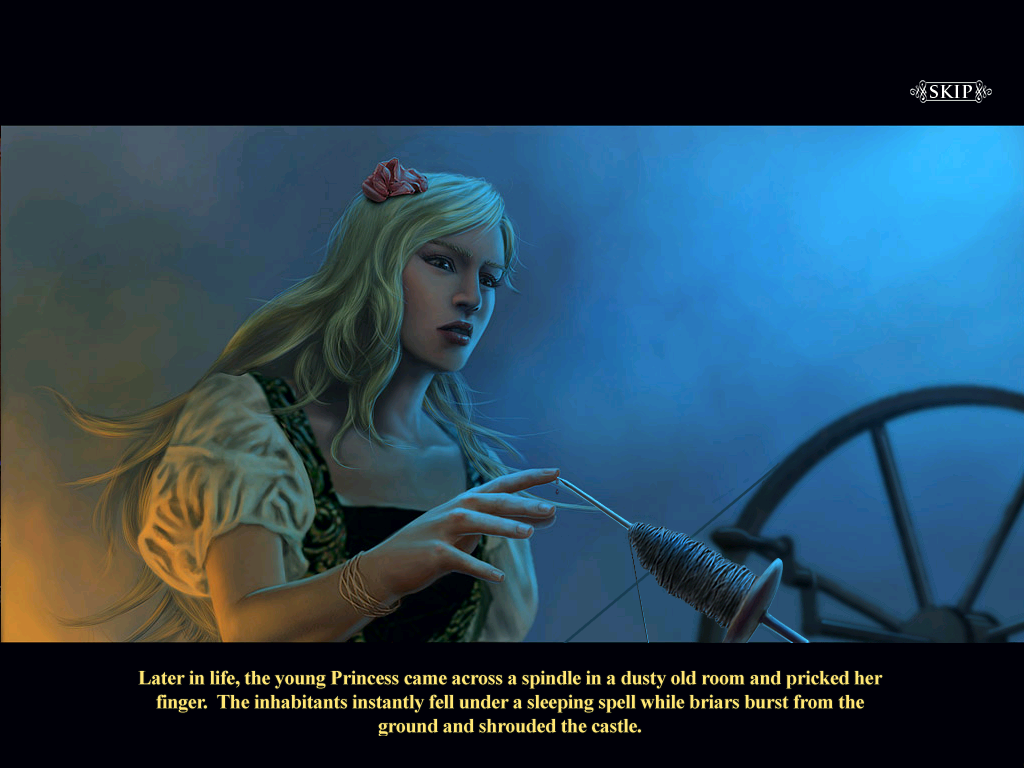 Dark Parables: Curse of Briar Rose (Collector's Edition) (Windows) screenshot: Briar Rose pricking her finger.