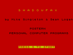 Shadowfax (ZX Spectrum) screenshot: Title screen