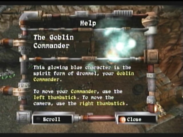 Goblin Commander: Unleash the Horde (Xbox) screenshot: Help screens