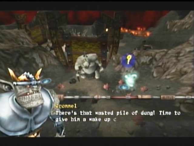 Goblin Commander: Unleash the Horde (Xbox) screenshot: Grommel explains controlling a Titan